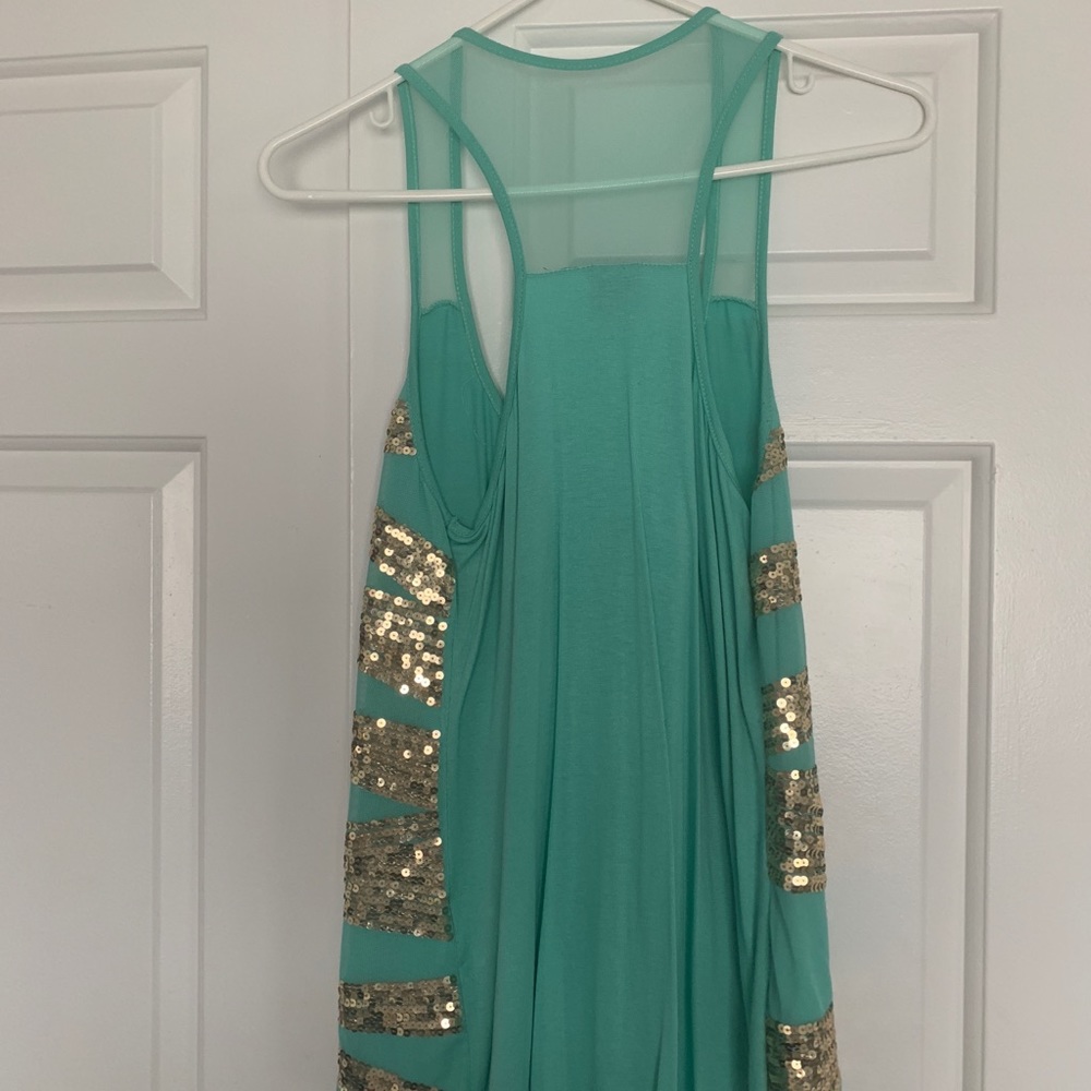 Blueish Green Sequence Tank Top - image 2